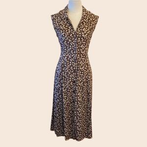 Vintage Darian Brown Floral Midi Dress Size Small